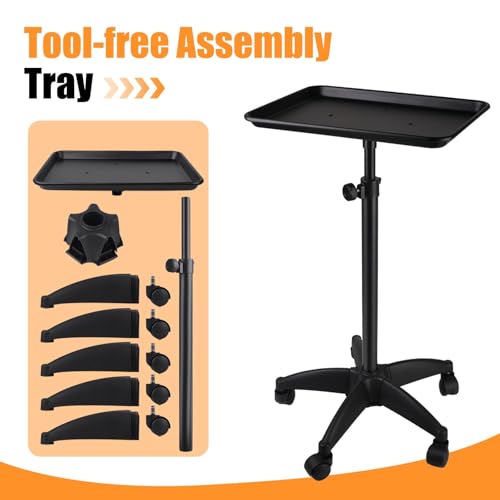 Adjustable Salon Rolling Tray Cart - Professional Tattoo Trolley