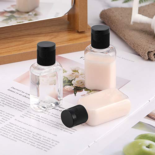 30 Pieces Portable Travel Bottle Clear Plastic Empty Bottles Refillable Reusable Bottles Containers for Travel Outdoor Camping Business Trip (1 oz, Black Cap)