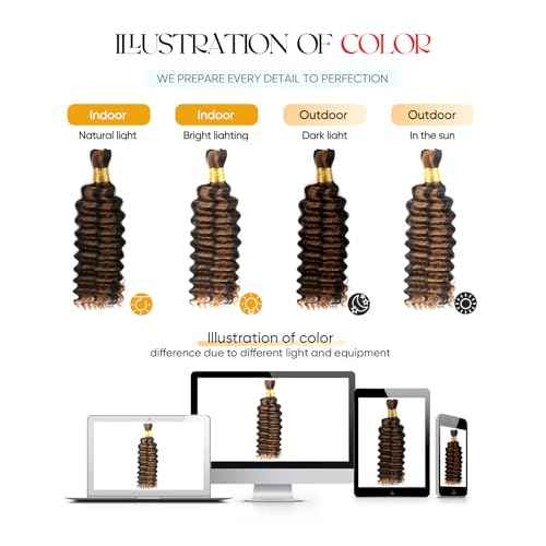 Human Braiding Hair 18 Inch 100g 1B/30 Ombre Highlight Deep Wave Human Hair for Boho Knotless Braids No Weft Curly Wet and Wavy Braiding Hair (1B/30)