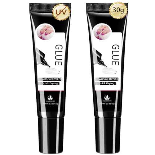 2Pcs Semi Solid Nail Glue for Press On Nail, No Need for UV Lamp Super Strong Nail Glue Quick Drying Gel Long Lasting for Fake Acrylic Nails(15g x 2)