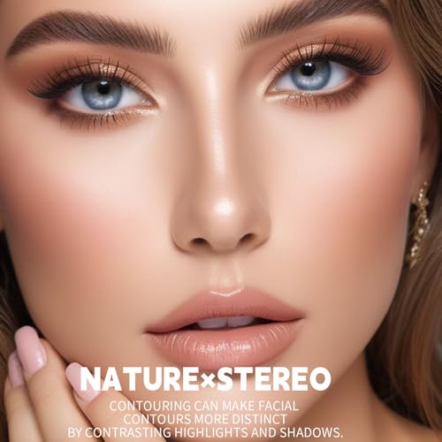 Cool Toned Contour Palette with Mirror, Taupe Grey Contour Powder for Fair Pale Light Cool Toned Skin, Nose Contouring Bronzer Powder with Face Brush