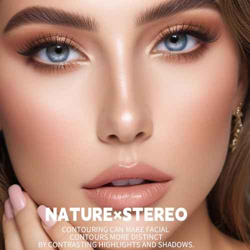 Cool Toned Contour Palette with Mirror, Taupe Grey Contour Powder for Pale Light Cool Toned Skin, Nose Contouring Bronzer Powder with Nose Face Brush