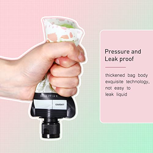 ASEVAT 3oz Leak-Proof Squeeze Pouches, 6-Pack TSA Travel