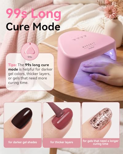 Makartt Compact UV LED Nail Lamp for Gel Polish - Plug-In Dryer (Pink)