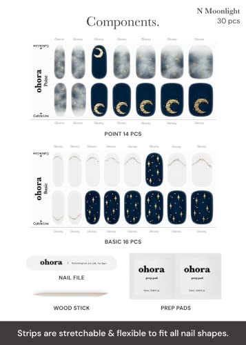 ohora Semi Cured Gel Nail Strips - 30 Wraps, Easy Apply & Remove