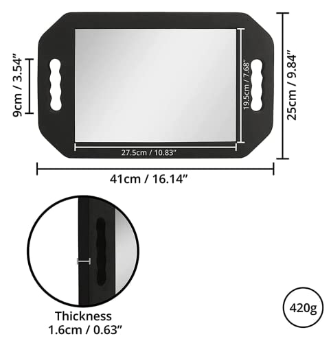 Large Rectangular Hand Mirror with Double Handles for Salon