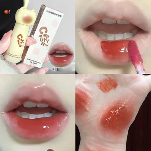 Cute Cat Jelly Lip Gloss Set - 4Pc Korean Hydrating Lip Glaze