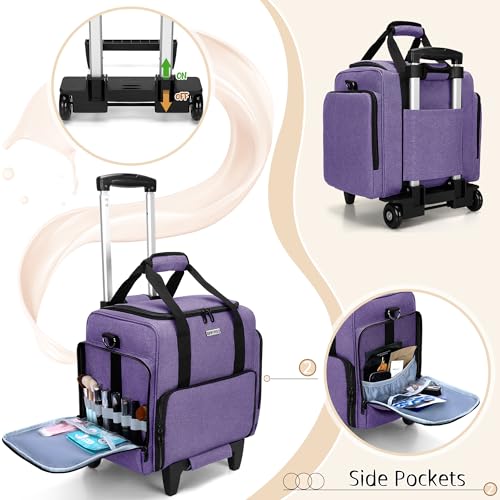 Rolling Makeup Case with 3 Removable Pouches, Purple