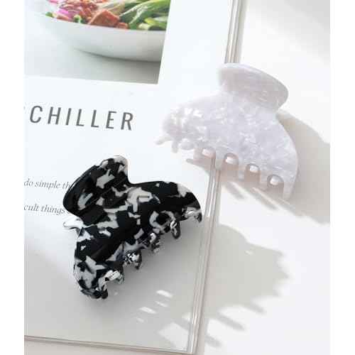 2 Pcs Small Medium Hair Claw Clips for Women Tortoise Shell Claw Hair Clips for Thin Fine Medium Thick Hair
