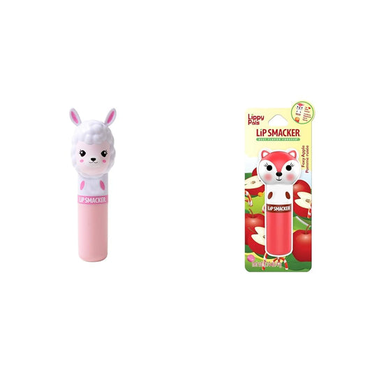 Lip Smacker Lippy Pals Llama and Fox Flavored Lip Balms with Strawberry and Apple Flavors, Hydrating and Protecting