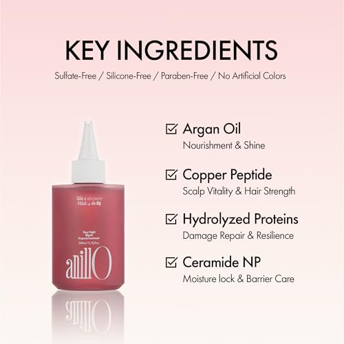 ANILLO Rosy Night Hair Ampoule - Damage Repair Treatment, 6.76 fl oz