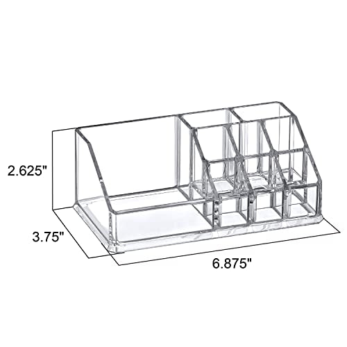 Amazing Abby - Tiffany - 2-Pack Acrylic Cosmetic Organizer, Transparent Plastic Makeup Holder, Compartmented, Shatter-Proof, Perfect Bathroom Vanity Storage Solution for Beauty Supply, Small