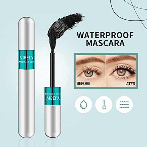 2-Pack Waterproof Mascara with 4D Silk Fiber – Lengthening & Thickening