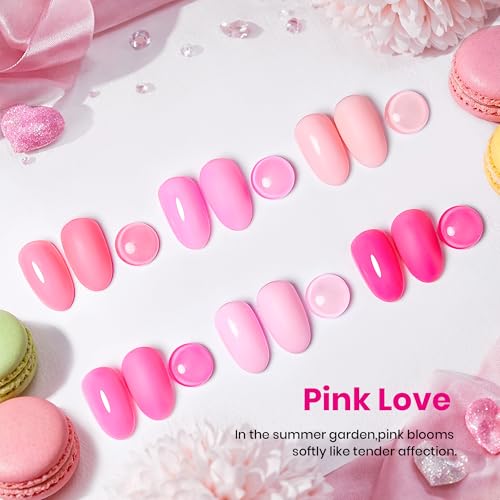 Beetles Pink Gel Nail Polish Set - 6 Color UV LED Soak Off Polish Kit
