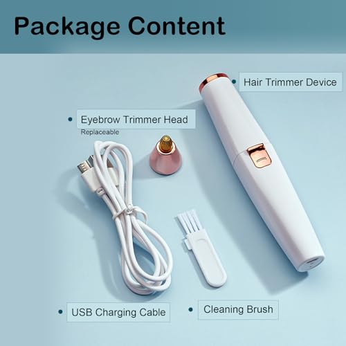 Eyebrow Facial Trimmer for Women - 2 in 1 Rechargeable Face Eye Brow Shaver - Face Remover Peach Fuzz Painless Facial Removal Built-in LED Light for Lips Arm Nose Hair Bikini Line Body (Pink)