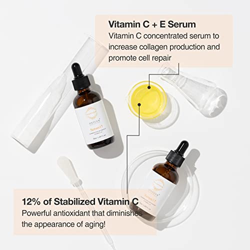 OxygenCeuticals Serum 12 ? Pure Vitamin C 12% + Vitamin E Antioxidant Brightening Serum, Gentle Formula for Sensitive Skin, Improves Tone & Radiance. 1.01 fl.oz (30ml)