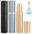 Qavhun 3-Pack 5ml Refillable Travel Perfume Atomizer Bottles - Black, Gray, Gold