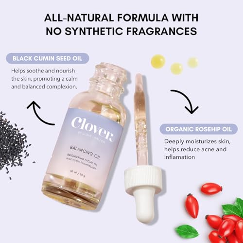 Clover Balancing Oil | Supports Clearer Skin, Promotes a Healthy Complexion, and Enhances Natural Radiance | Cruelty-Free & Vegan Face Oil - 1 oz (30 ml)