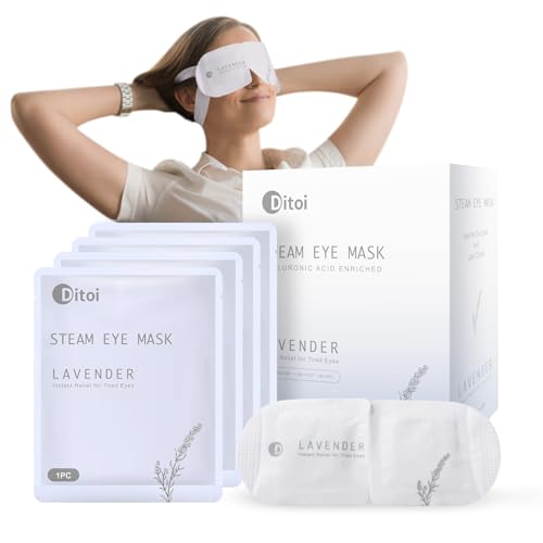 Ditoi Steam Eye Masks, Rich Hyaluronic Acid Heated Lavender Eye Mask, Disposable SPA Sleep Eyes Mask, Relieving Dry Eyes, Dark Circles and Puffiness, 10 Packs