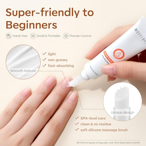 Modelones Milky White Cuticle Cream Softener & Nail Repair with Silicone Brush
