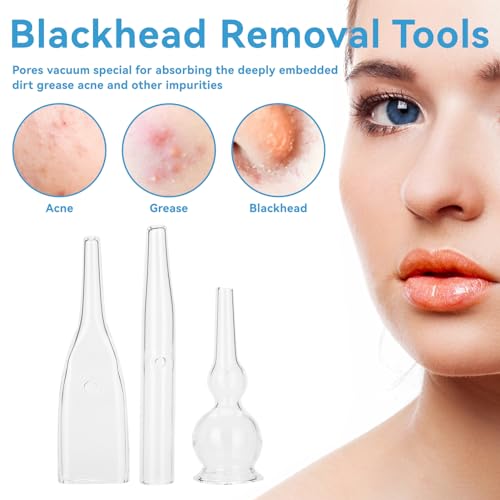 3pcs Vacuum Glass Tube Kit, Blackhead Removal Facial Suction Pore Vacuum Cleaner for Face Cleanser Blackhead Removal Machine Microdermabrasion Machine Accessories