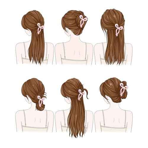 Mesovor 4 Pack Elegant Bow Hair Claw Clips, Nonslip 4.3" Large Hair Grip Hairclips for Thin and Thick | Acrylic Hair Strong Hold Hair Jaw Clamps (Mermaid Stripes)