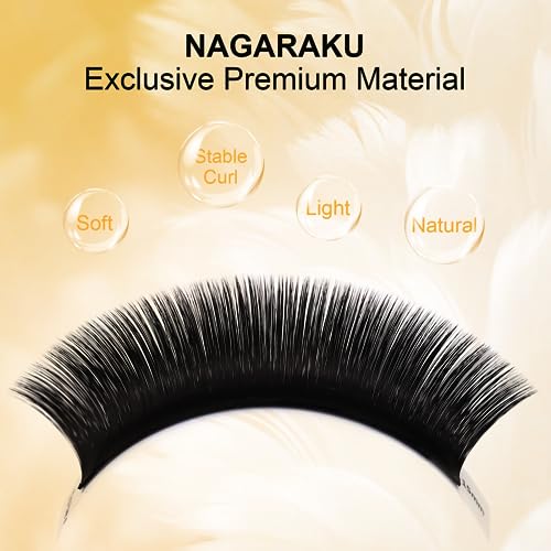 NAGARAKU Easy Fan Eyelash Extensions Volume Lashes 5 Trays in 1 Pack 0.05 D curl 11/12/13/14/15mm Rapid Blooming Russian Mega Volume Soft Cluster For Beginners