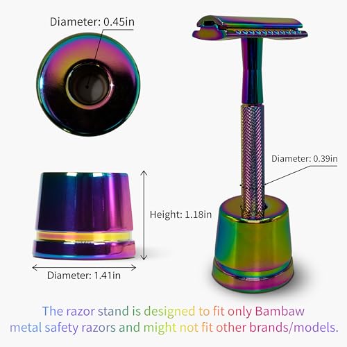 Bambaw Rainbow Safety Razor Stand | Razor Holder Stand | Straight Razor Stands does not fit all Safety Razors | Double Edge Safety Razor Stand | Shaver Holder Stand Razor Base |Single Razor Stand
