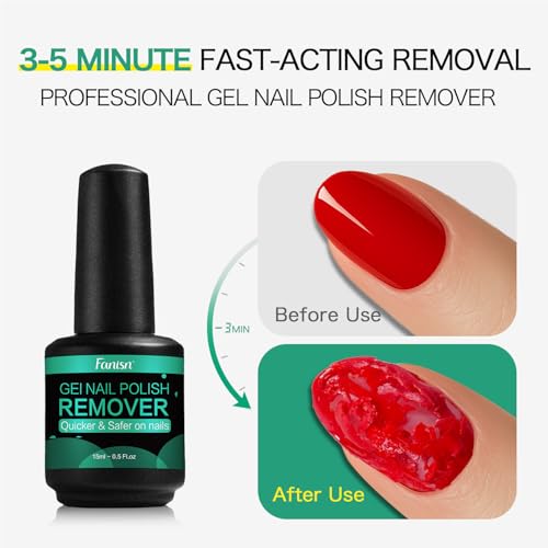 Fanisn Gel Nail Polish Remover Kit (2x15ml) - Fast 3-5 Min Acetone Free