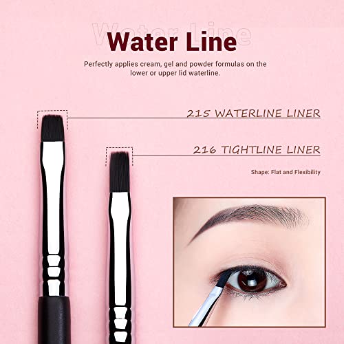 Jessup Eyeliner Brush Set, Professional Eye Liner Makeup Brushes 11pcs, Angled Flat Definer Ultra Fine Bent Pencil Point Eyeliner Brushes for Precision Liner, T324