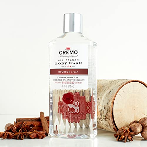 Cremo Rich-Lathering Bourbon & Oak Body Wash for Men, A Sophisticated Blend of Distillers Spice, Fine Bourbon and White Oak, 16 Fl Oz (Packaging May Vary)