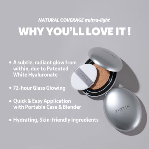 [*Mini Size*] TIRTIR Aura Glow Silver Cushion | Korean Cushion Foundation, (#23N Sand, 0.15 Fl Oz)