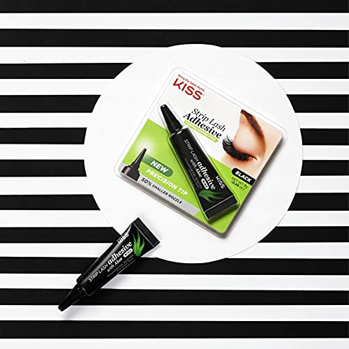 KISS Black Lash Adhesive with Aloe - Latex-Free, Contact Lens Friendly, Secure Hold 0.24oz