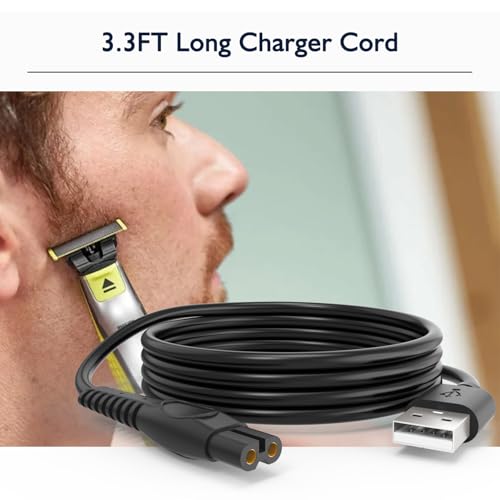 5V Charger Cord Compatible with Philips One Blade QP2724 Charging Cable for Phillips Norelco Oneblade 360, QP1924, QP2834, MG5910, Shaver 3600, 3900, Beard Trimmer Power Cord Replacement 2Pcs