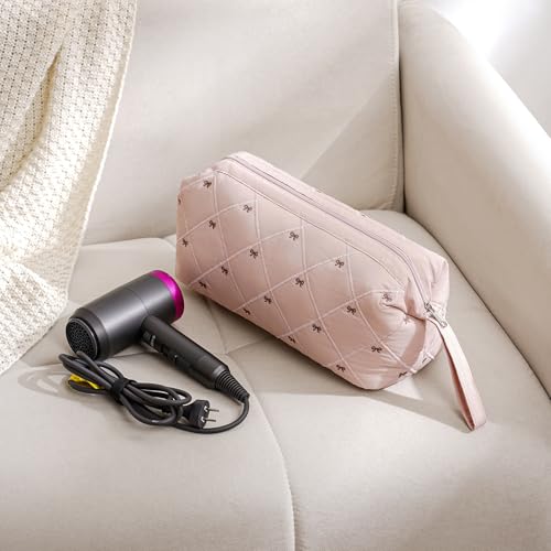 Large Quilted Hair Tools Travel Bag - Beige