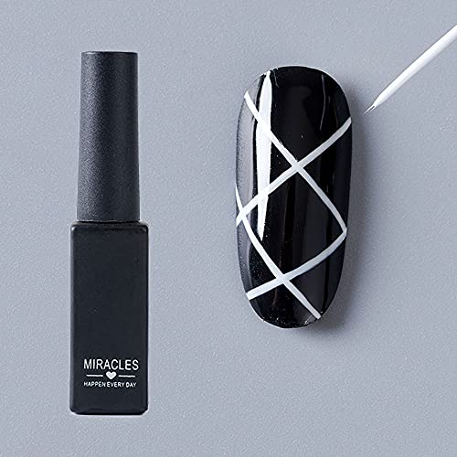 White Liner Pen Gel Nail Polish, Painting Drawing UV Led Gel Polish Set, Classic DIY 3D Gel Nail Paint Nail Gel Polish, Pen Tool, Pull Line Pen for Nail Manicure