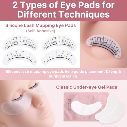 Pretty memory Eyelash Extension Kit with Training Course, PDF Guide & Certificate ? Complete 446 Pcs Lash Practice Set with Mannequin Head, Glue, Tweezers, Fan, Primer & Bonder for Beginners