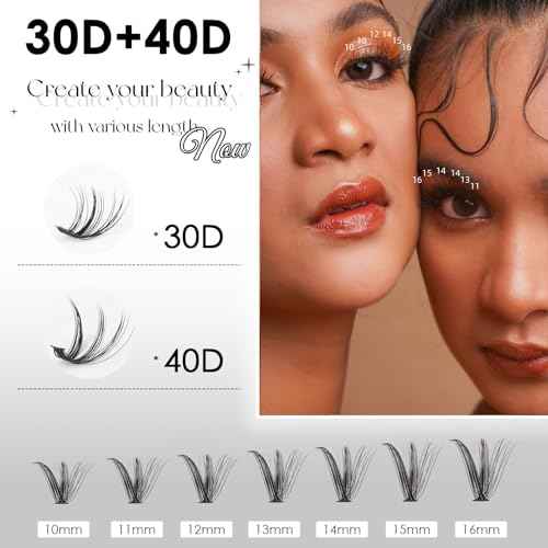 Lash Clusters DIY Lash Extensions Kit 320pcs Individual Lashes Clusters 30D 40D D-Curl Eyelash Extension Kit with Applicator and Lash Bond&Seal,Clusters Lash Glue Remover Mix 10-16mm (30D+40D-320 KIT)