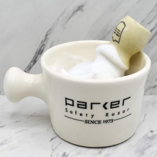 Parker Deluxe Stoneware Apothecary Shaving Mug ? for use with up to 3¡± Shave Soaps and Lathering Shave Creams ? Handmade in The USA (Ivory)