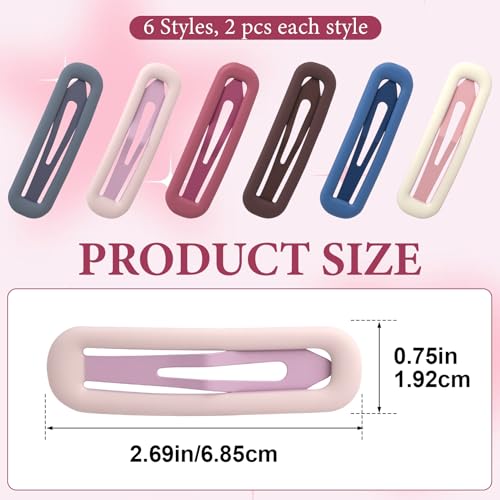 Metal Snap Hair Clips for Women, 12pcs Matte Rectangle Barrettes