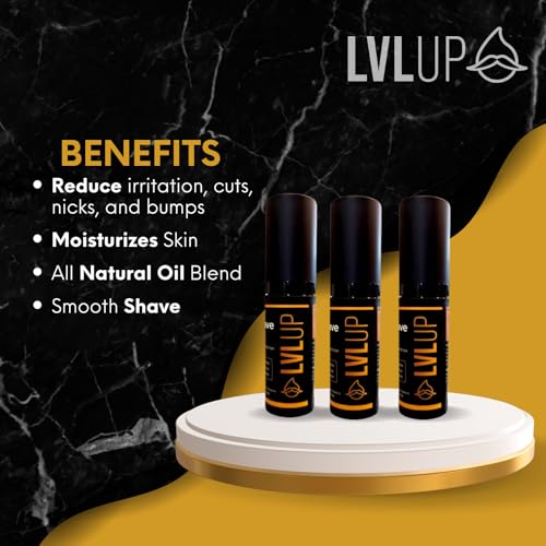 Premium Shave Oil for Men - LVLUP is a 100% Natural Shave Oil for Sensitive Skin - Prevents Razor Burn & Bumps - No need for shaving cream, soap, gel, aftershave, all-in-one product.(1oz)
