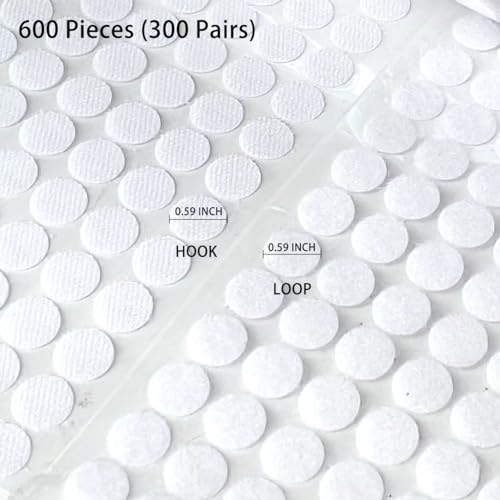 800pcs(400 Pairs) 0.39" Diameter Sticky Round Nylon Dots, Hook and Loop Small Dots with Adhesive,Very Suitable for Classroom, Office, Home