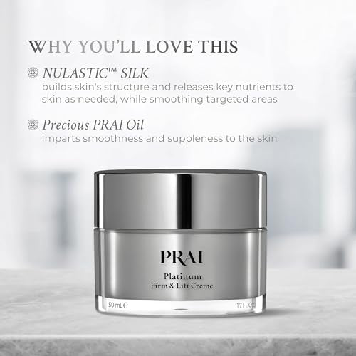 PRAI Beauty Platinum Firm and Lift Creme, Firming and Hydrating Face Moisturizer for Dry Skin and All Skin Types, Face Moisturizer for Skin Firming and Lifting, 1.7 Oz