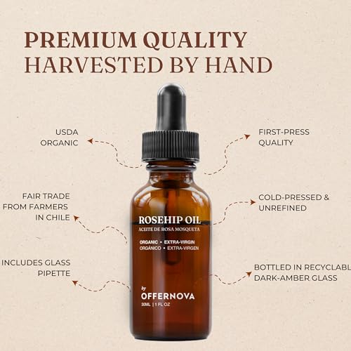Offernova Rapid Radiance Duo - Organic Rosehip Seed Oil - Hyaluronic Acid Serum - Rosa Mosqueta y Acido Hialur?nico