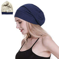 Silk Satin Lined Sleep Cap,Inner 19MM 100% Mulberry Silk Outer Viscose Nature Breathable for Hair