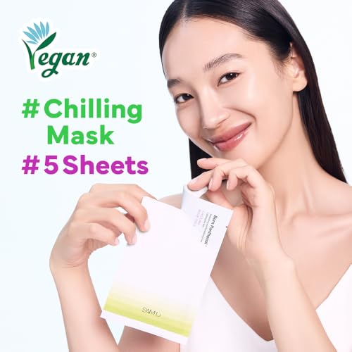 SAM'U Born Panthenol Chilling Mask ? Korean Facial Sheet Mask with Birch Sap & Xylitol for Deep Hydration ? Soothing & Cooling Face Mask, Vegan Korean Glass Skin Care Face Mask (5 Sheets)