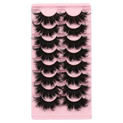 Gmagictobo False Eyelashes Dramatic 25MM Lashes 3D Faux Mink Lashes Wispy Pack Long Thick Volume Soft Strips False Lashes 8 Pairs Multipack
