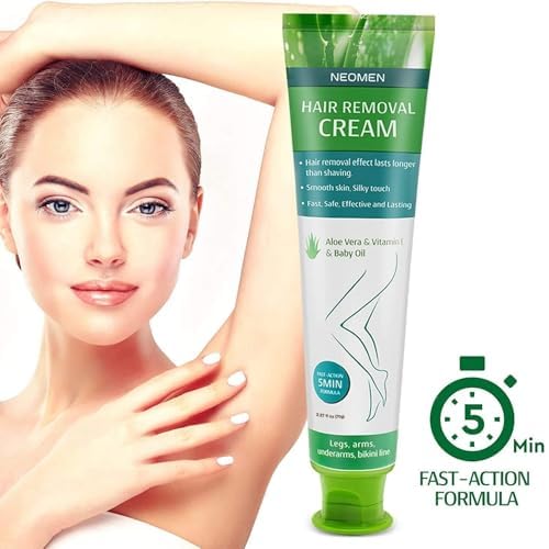 Hair Removal Cream for Men & Women: Painless Depilatory for Sensitive Skin & Intimate Areas, Moisturizing with Aloe Vera & Vitamin E, Safe for Face, Underarms, Bikini, Arms (2.37 Fl Oz (Pack of 1))