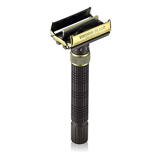VIKINGS BLADE Adjustable Double Edge Safety Razor + Luxury Case. Smooth, Reusable, Eco-Friendly (The Emperor ¡°Augustus¡±)