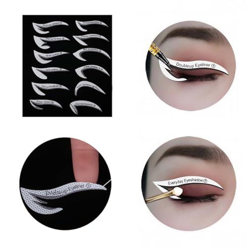 12 Pairs Eyeliner Stencil & Eyeshadow Template Stickers